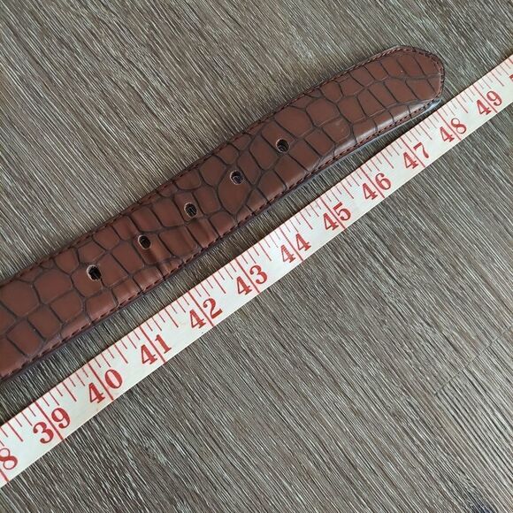 Brown Croc Embossed Genuine Bonded Leather Belt XL 42-44 - Picture 7 of 8